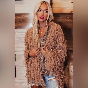 Altar’d state LAVENDER sparkle N shine fluffy cardigan